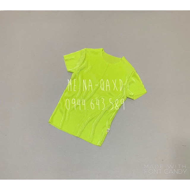 Áo cotton xếp ly C h e e s e xanh neon