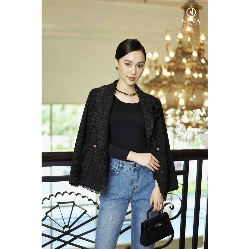 Áo vest dạ NEVA màu đen W620405 [ True beauty: NEVA X HO NGOC HA | Dance of dots ] | BigBuy360 - bigbuy360.vn