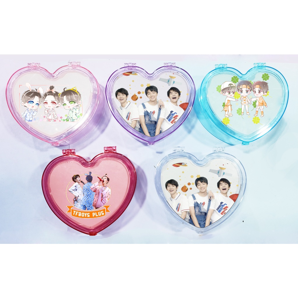 Hộp tim tfboys kèm gương HKG31 dễ thương cute đựng trang sức hoạt hình