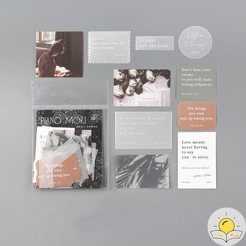 Bộ 30 tấm giấy ghi thông điệp trang trí sổ tay/nhật ký/album phong cách Post card Tuệ Minh