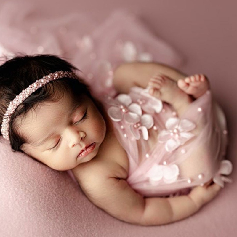 Chăn Lưới Trong Suốt Phối Hoa Dùng Làm Đạo Cụ Chụp Ảnh Cho Bé Sơ Sinh