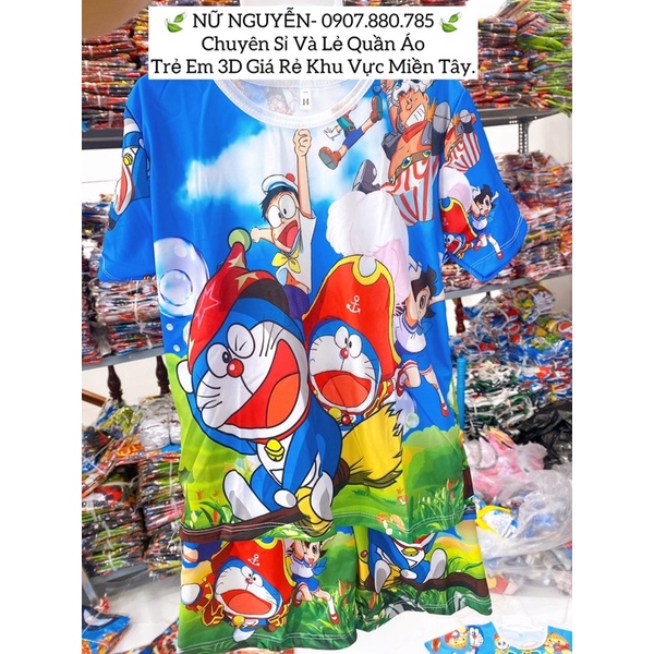 { Hình ảnh shop tự chụp} Đồ Bộ Bé Trai in 3D Doremon Sống Động - Thun Mát Mịn.
