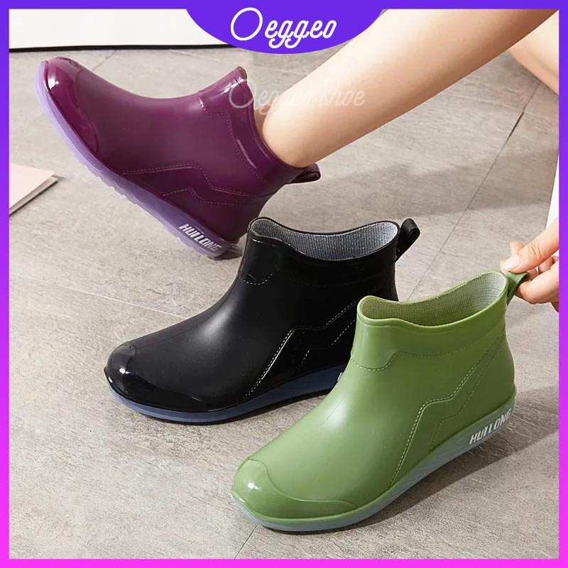 Giày Bốt Đi Mưa Cổ Vừa Thiết Kế Cá Tính Cho Nữ