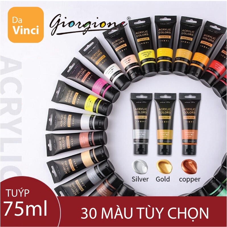 [ DaVinci ] Màu Acrylic Giorgione tuyp 75ml , 30 màu lẻ tùy chọn