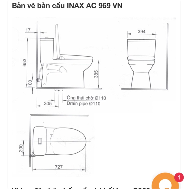 Bồn cầu INAX AC 969VN chính hãng