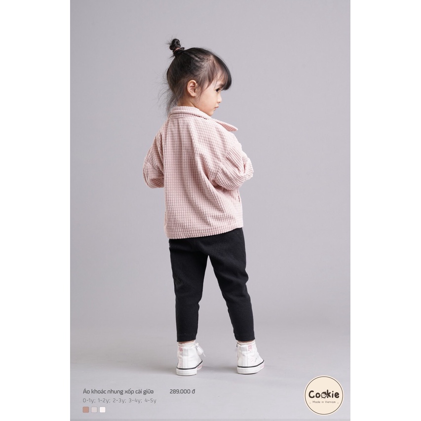 Áo khoác nhung xốp cài giữa Cookie