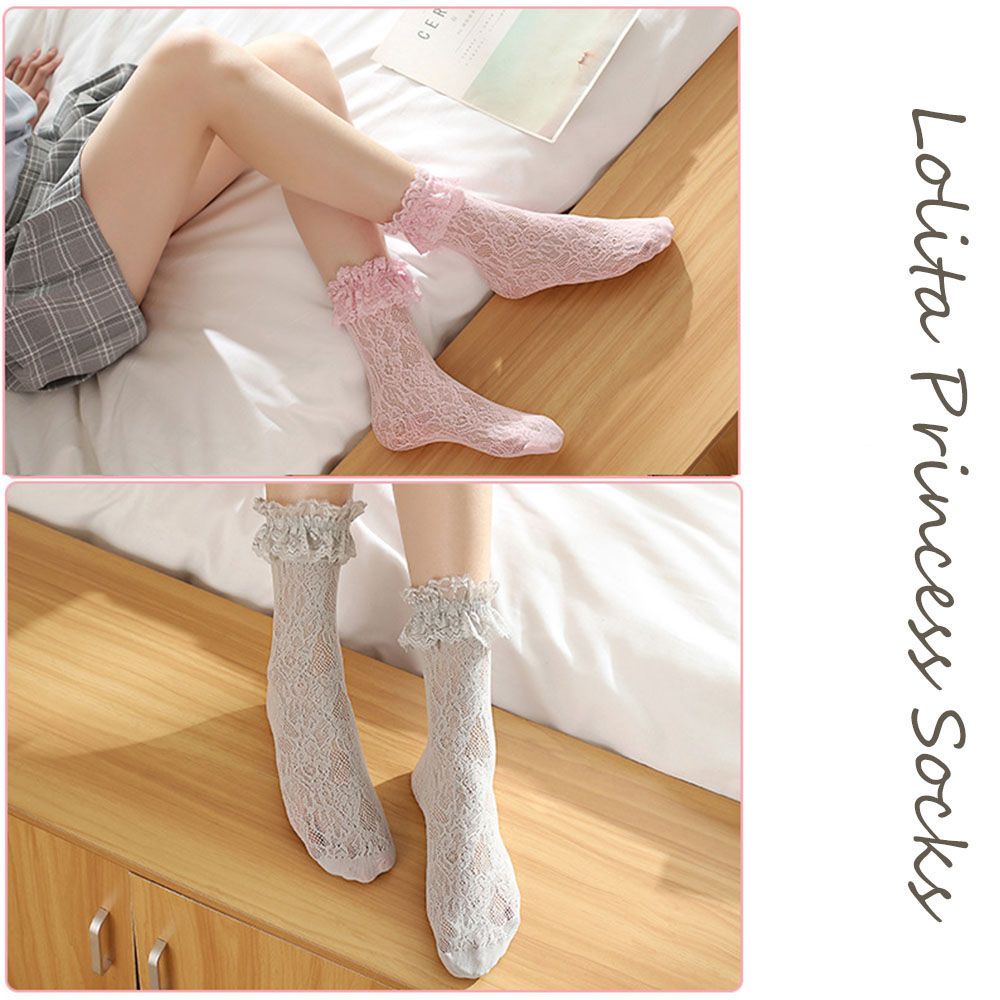 Vớ Ren Mềm Mại Cổ Thấp Xếp Ly Nhiều Màu Sắc Phong Cách Lolita Thời Trang Mùa Hè Cho Nữ