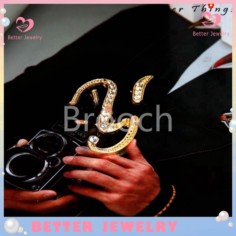 Fashion Brooch 26 English Alphabet Brooch Suit Brooch Diamond Brooches Popular Accessories