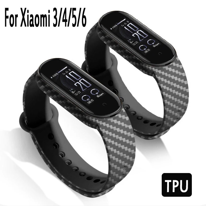 Dây đeo sợi carbon cho đồng hồ thông minh Xiaomi Mi Band 6 5 / 1Pc Miband 6 5