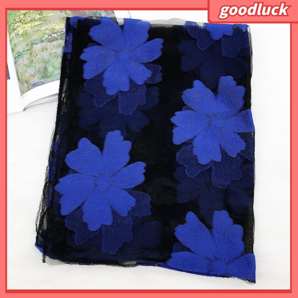 Khăn Choàng Cổ Dài Chống Tia UV Thêu Hoa Dành Cho Nữ