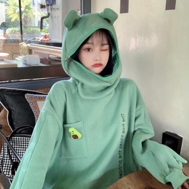 🚋[FREESHIP] Áo Hoodie Ếch khoá mồm form thụng Unisex (ko kèm cài áo) | BigBuy360 - bigbuy360.vn
