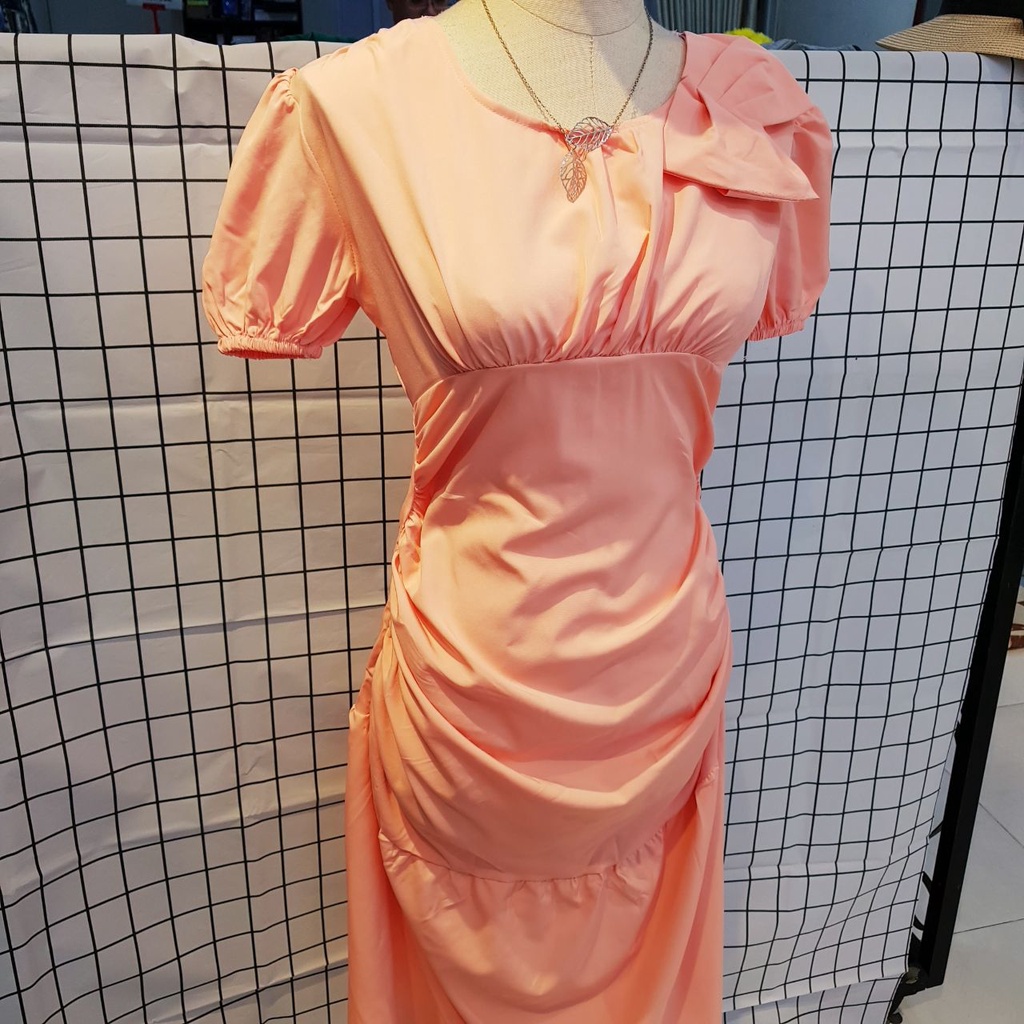 Đầm tiêu thư cổ tròn đuôi cá , váy xinh phong cách vintage dịu dàng cho nàng đi chơi dạo phố, ĐẦM 2M NƠ VAI ĐUÔI CÁ