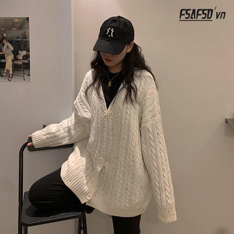 Áo Khoác Cardigan Dệt Kim Dáng Rộng Phong Cách Retro Hàn Quốc Thời Trang Mới 2022