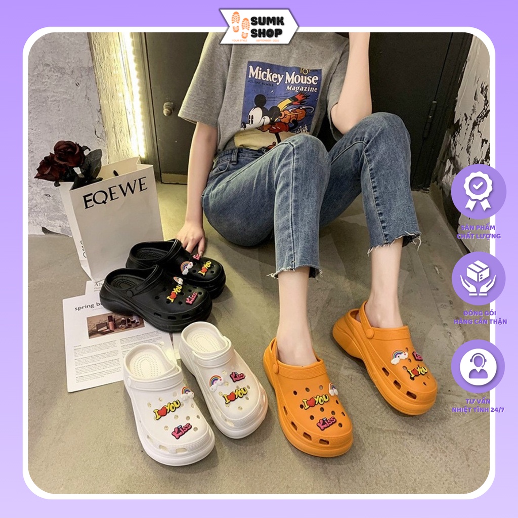 Dép Cross cực cute, chất liệu cao su non đi êm chân, có đính sticker siêu đáng yêu😍