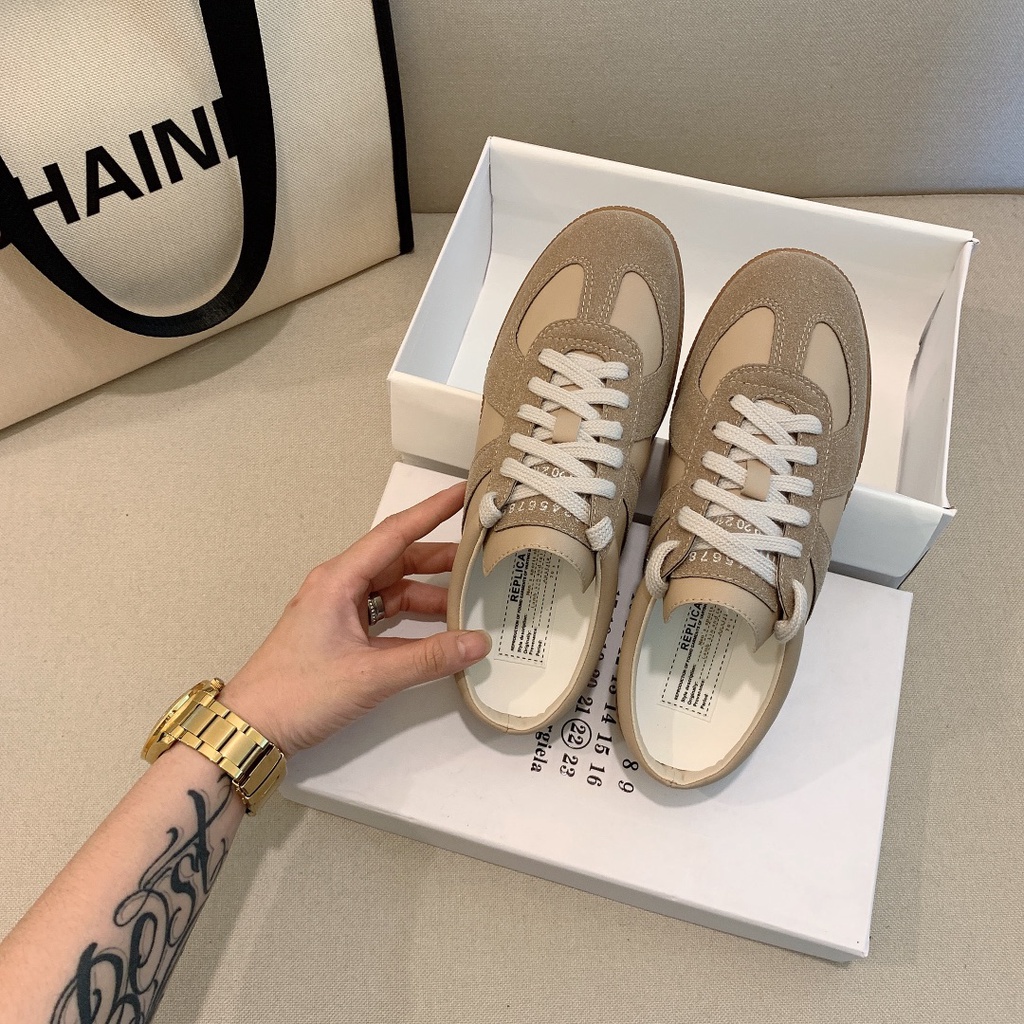 Giày Thể Thao Cột Dây Màu Nâu Phong Cách retro Cho Nữ