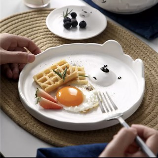 [Muffin] Bộ bát đĩa 7 món, set bát đĩa full bộ 7 món hình ngộ nghĩnh đáng yêu heo hồng và gấu trắng - SBD01
