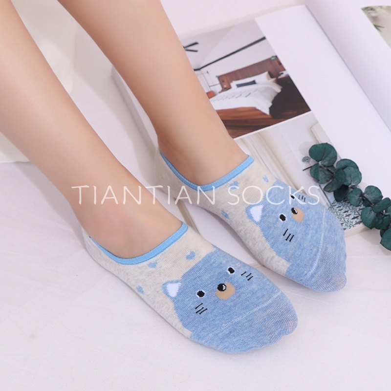 TIAN TIAN T068 Hàng mới về Vớ tất hài nữ Vớ cổ thuyền bằng Silicone chống trượt thoáng khí thời trang xuân hè cao cấp