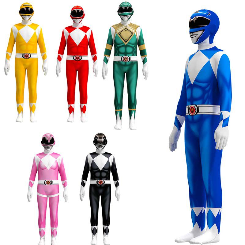 Bộ Áo liền quần Hóa Trang Siêu Anh Hùng Power Rangers Dành Cho Trẻ Em Và Người Lớn