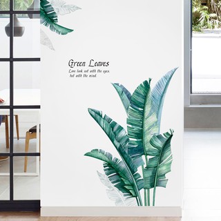 decal dán tường tán lá xanh