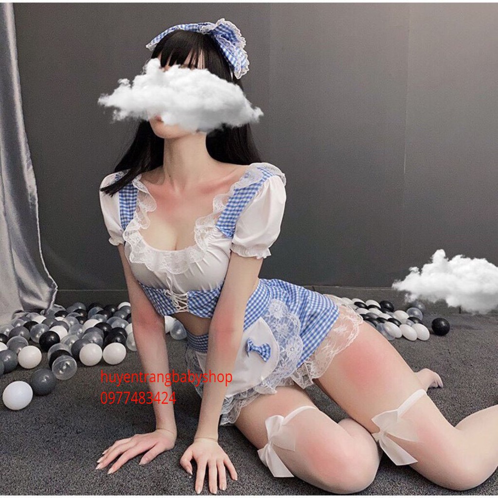 Bộ đồ Cosplay hầu gái / người giúp việc kèm nơ đầu (không kèm tất và chổi ) sexy CP08