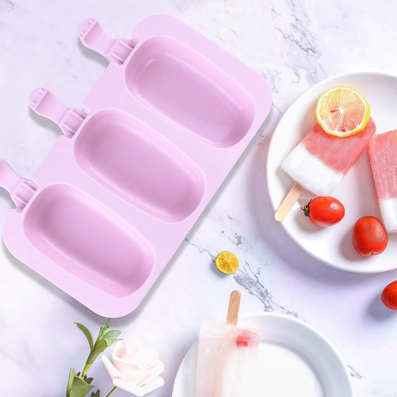 Set 2 Khuôn Silicone Làm Kem / Bánh Tráng Miệng DIY Sáng Tạo Có Nắp Đậy