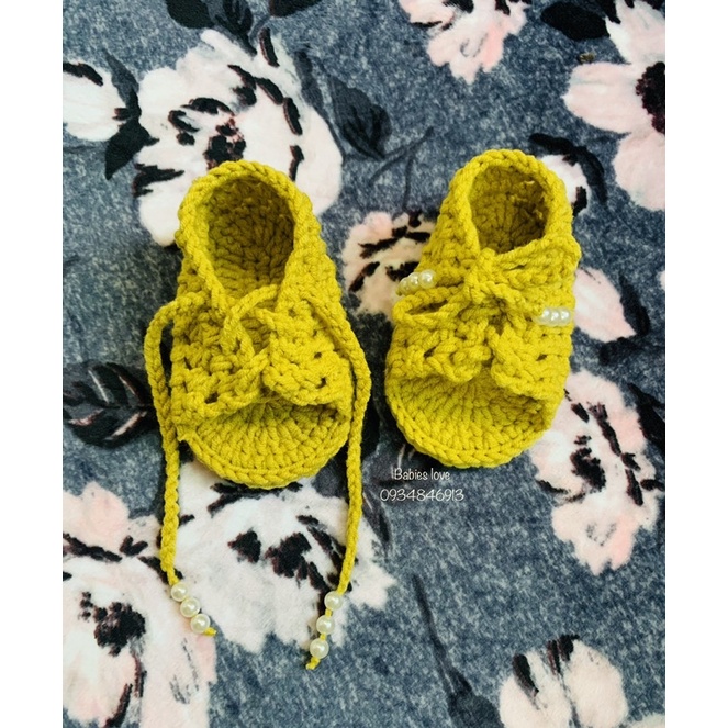 Giày len hở ngón thắt nơ ngộ nghĩnh cho bé 0-18m
