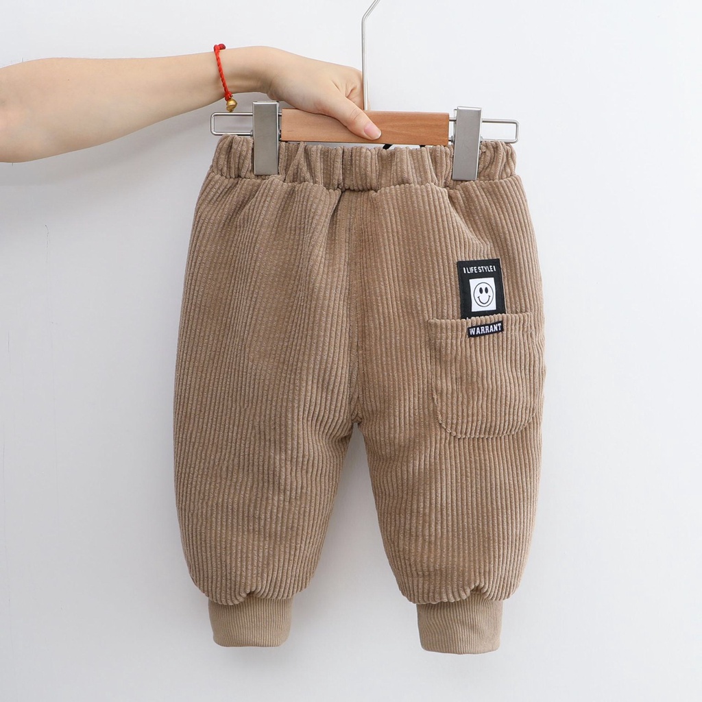 Quần Nhung Thu Đông Cho Bé, Quần Jogger Nhung Tăm, Màu[Nâu, Hồng, Đen], Chất Nhung Tăm, Size Từ 6-16Kg