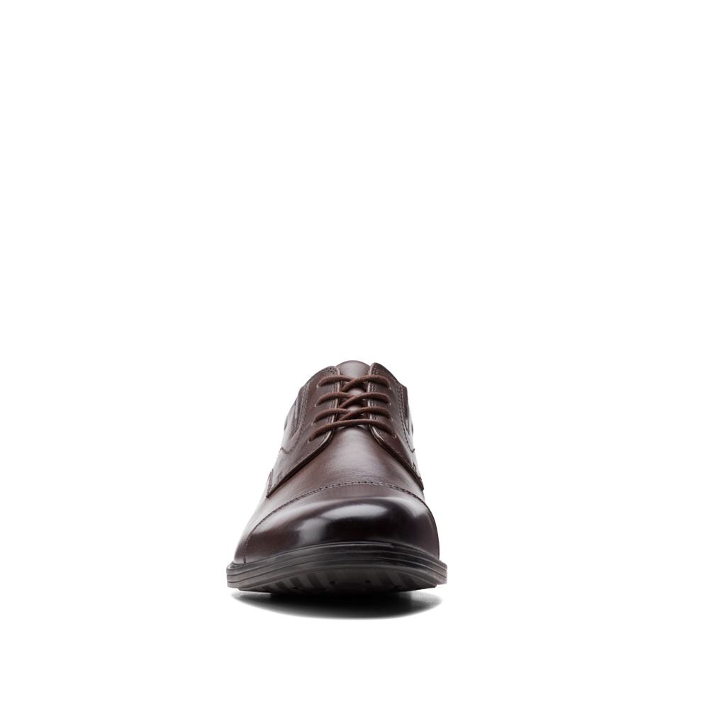 Giày Tây Da Nam CLARKS Whiddon Cap Màu Dark Brown