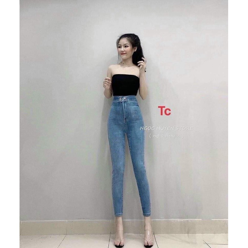 Quần bò cạp cao 2 cúc