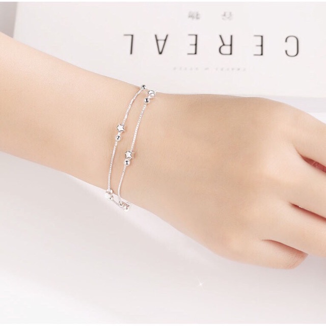 Lắc tay bạc ý cao cấp dây kép mặt sao siêu xinh