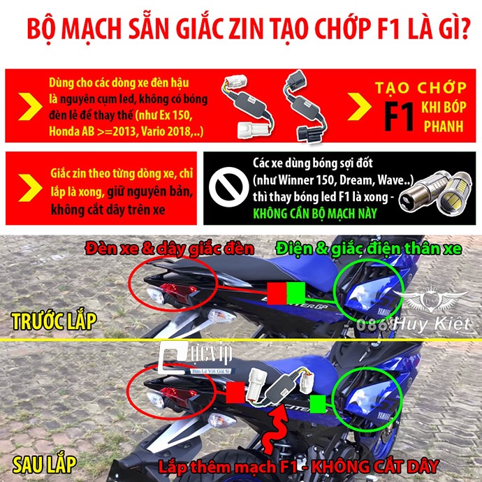[Giá Siêu Rẻ] Mạch Chớp Đèn Hậu Stop F1 Vario 2018 - 2022 Giắc Zin Nhiều Kiểu Chớp + 1 Zin Version 3.0 4218