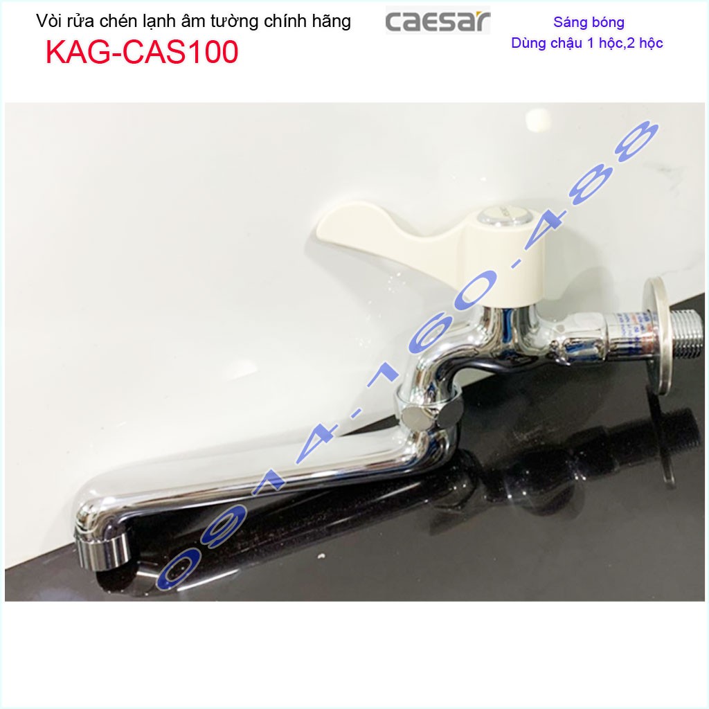 Vòi bếp lạnh gắn tường Caesar KAG-CAS100 , vòi chậu rửa chén bát âm tường xả nước mạnh siêu bền