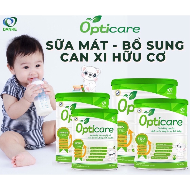 Sữa Opticare Grow &amp; IQ 380g, 850g - Phát triển chiều cao trí não cho bé (1-10 tuổi)