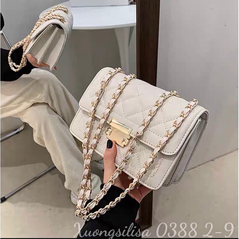 Túi Xách Nữ Đeo Chéo Đeo Vai Trần Chỉ Ô Khoá Bóp Vuông Xịn Xò - MS337