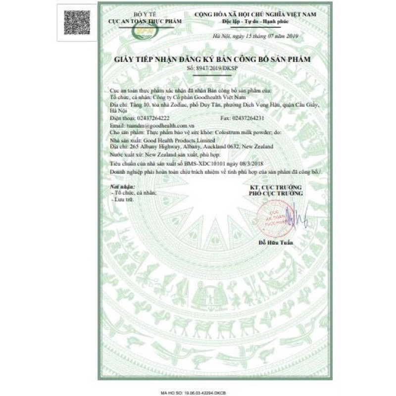 Sữa non Goodhealth colostrum 100g của New Zealand