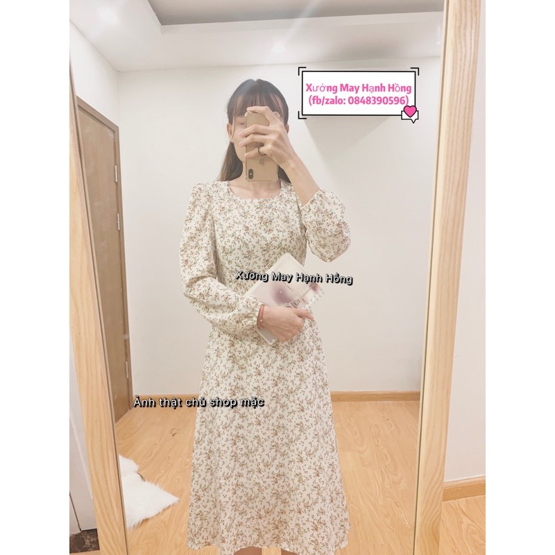 [Video/Ảnh Thật] Váy Hoa Nhí Dài Tay Vintage - Váy Thu Đông - Xưởng May Hạnh Hồng | BigBuy360 - bigbuy360.vn