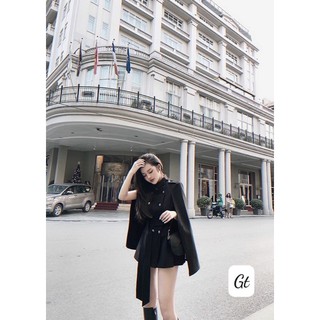 áo dạ cape hót hít còn đen tím than xả