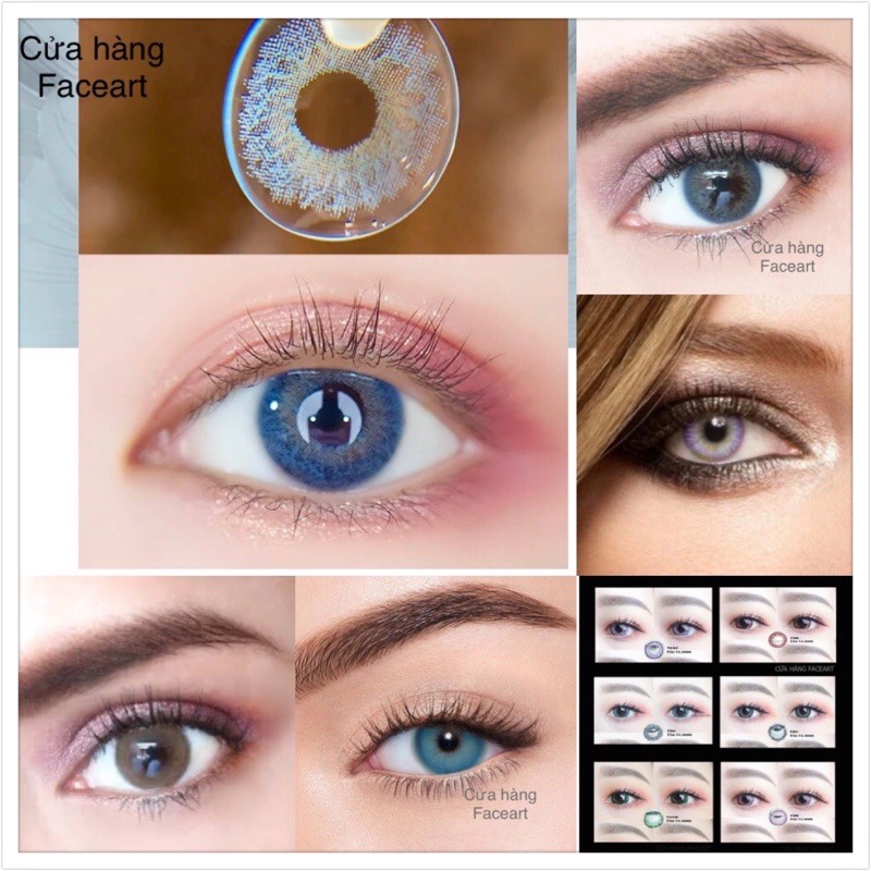 LENS Tây- CONTACT LENS Tự nhiên Màu nâu/ xám/ xanh dương/ lens hồng tự nhiên- KÍNH ÁP TRÒNG dùng 12 tháng tặng kèm hộp