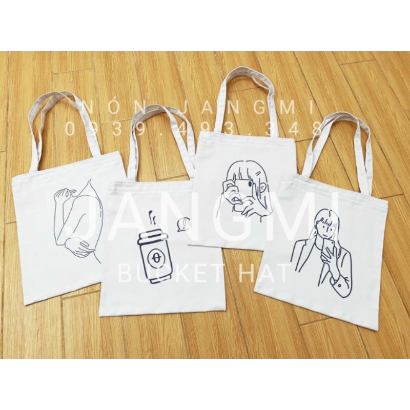 Quai Vải Túi Xách Ly Bình Nước, Túi Tote Vải Canvas Đựng Đồ Đi Học