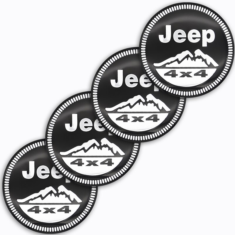 Bộ 4 Miếng Dán Logo 56mm Trang Trí Trục Bánh Xe Hơi Jeep