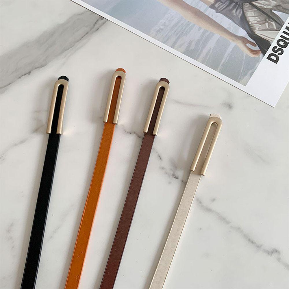 Thắt Lưng Da Màu Trơn Khóa Vuông Đơn Giản Thời Trang Cho Nữ