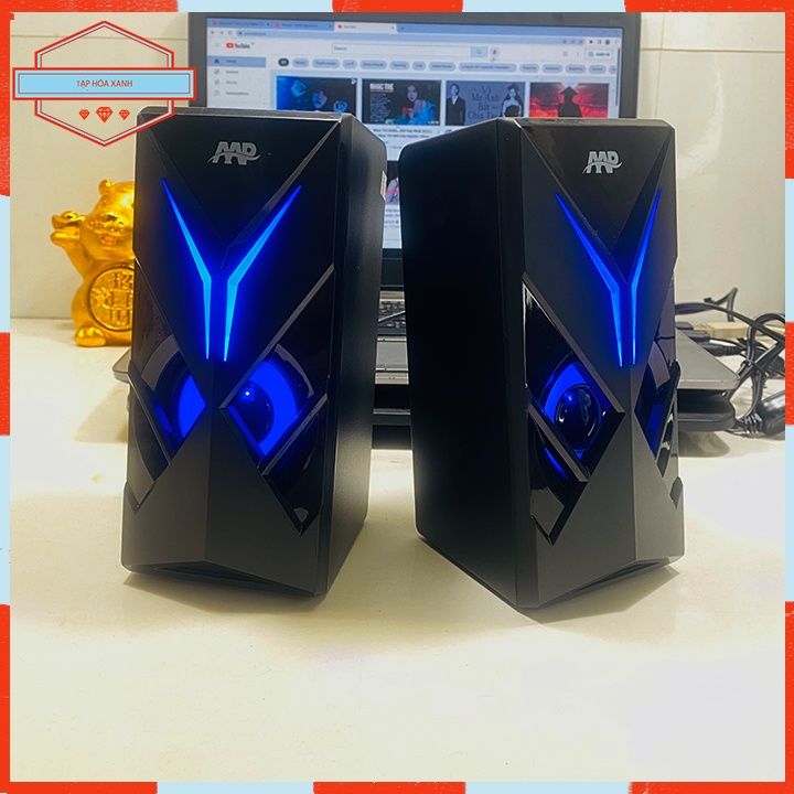 Loa Máy Vi Tính Để Bàn 2.0 AAP C08 Có Dây Chính Hãng Loa Nghe Nhạc Laptop PC Đèn Led Gaming