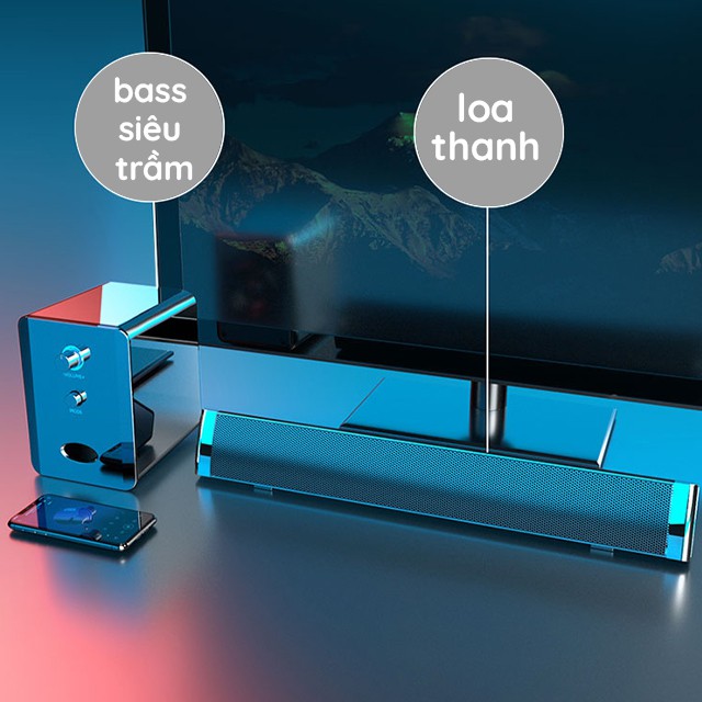 {HOT}Loa Thanh Siêu Trầm Bluetooth Gaming Soundbar SADA D236 Hỗ Trợ BASS, Jack 3.5 Dùng Cho Máy Vi Tính PC, Laptop, Tivi