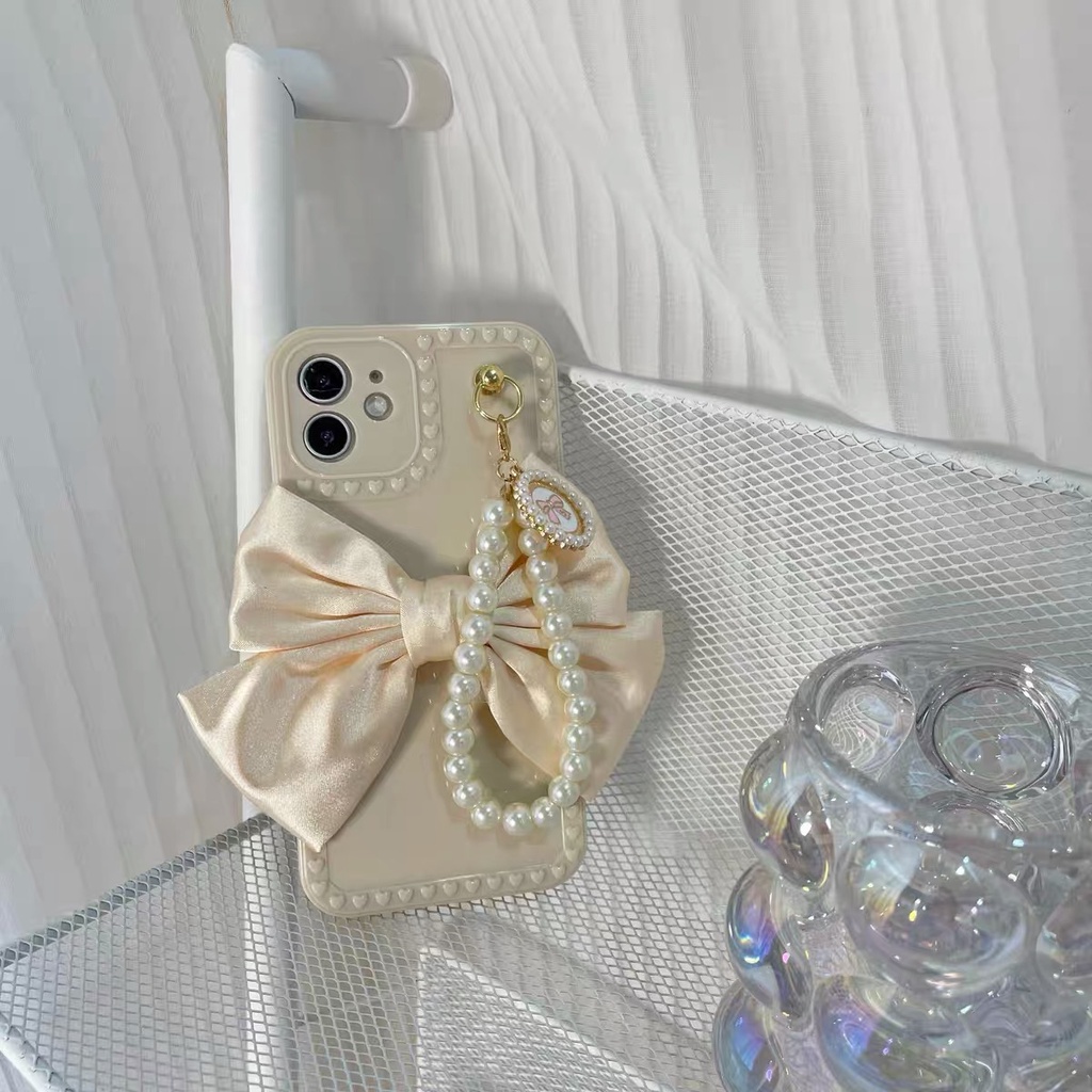 Ốp điện thoại đính nơ hồng cho IPHONE 13 PRO MAX 7PLUS 8 8 PLUS XR X / XS XSMAX 11 11PRO 11 PROMAX 12 12 PRO 12PRO MAX