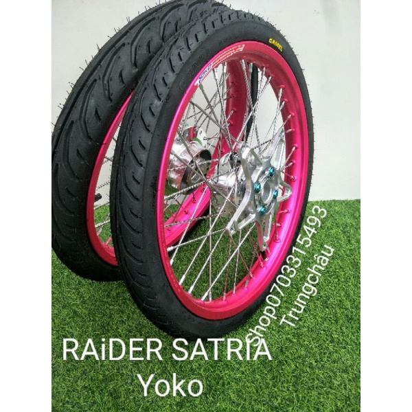 CẶP BÁNH RAIDER,SATRIA NIỀNG YOKO THÁI 1.4 1.6 CĂM MẠ  CRÔM FULL VỎ CAMEL 60.70 RÁP NHƯ MÂM RIN