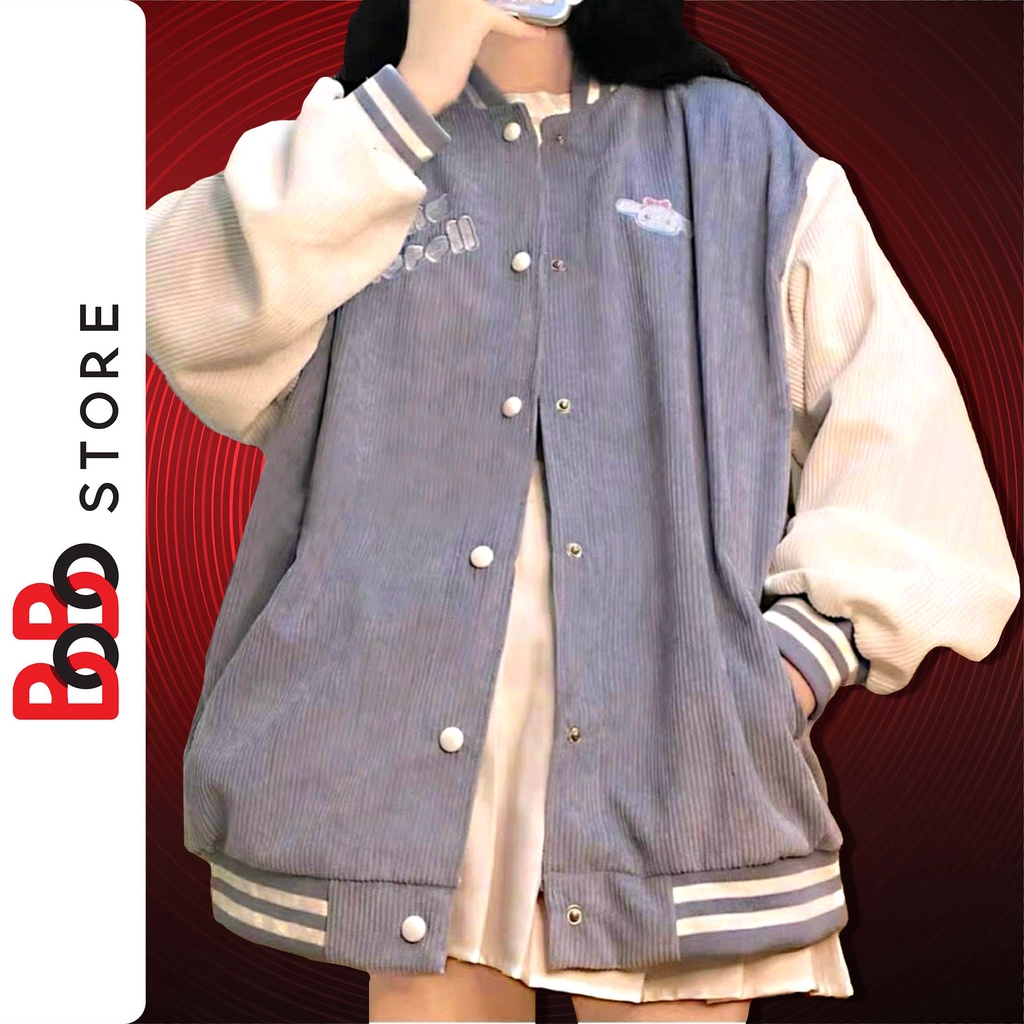 [FREE SHIP] Áo khoác bomber nhung tăm form rộng phong cách Hàn Quốc dành cho nam nữ unisex - BoBo Store