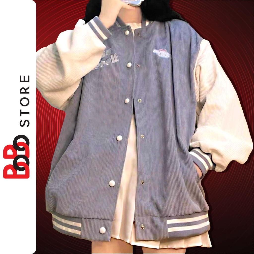Áo khoác bomber nhung tăm form rộng phong cách Hàn Quốc dành cho nam nữ unisex - BoBo Store