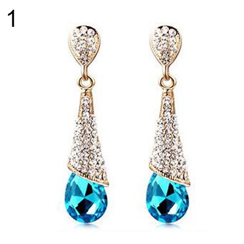 Đôi bông tai hình giọt nước đính đá thời trang cho nữ