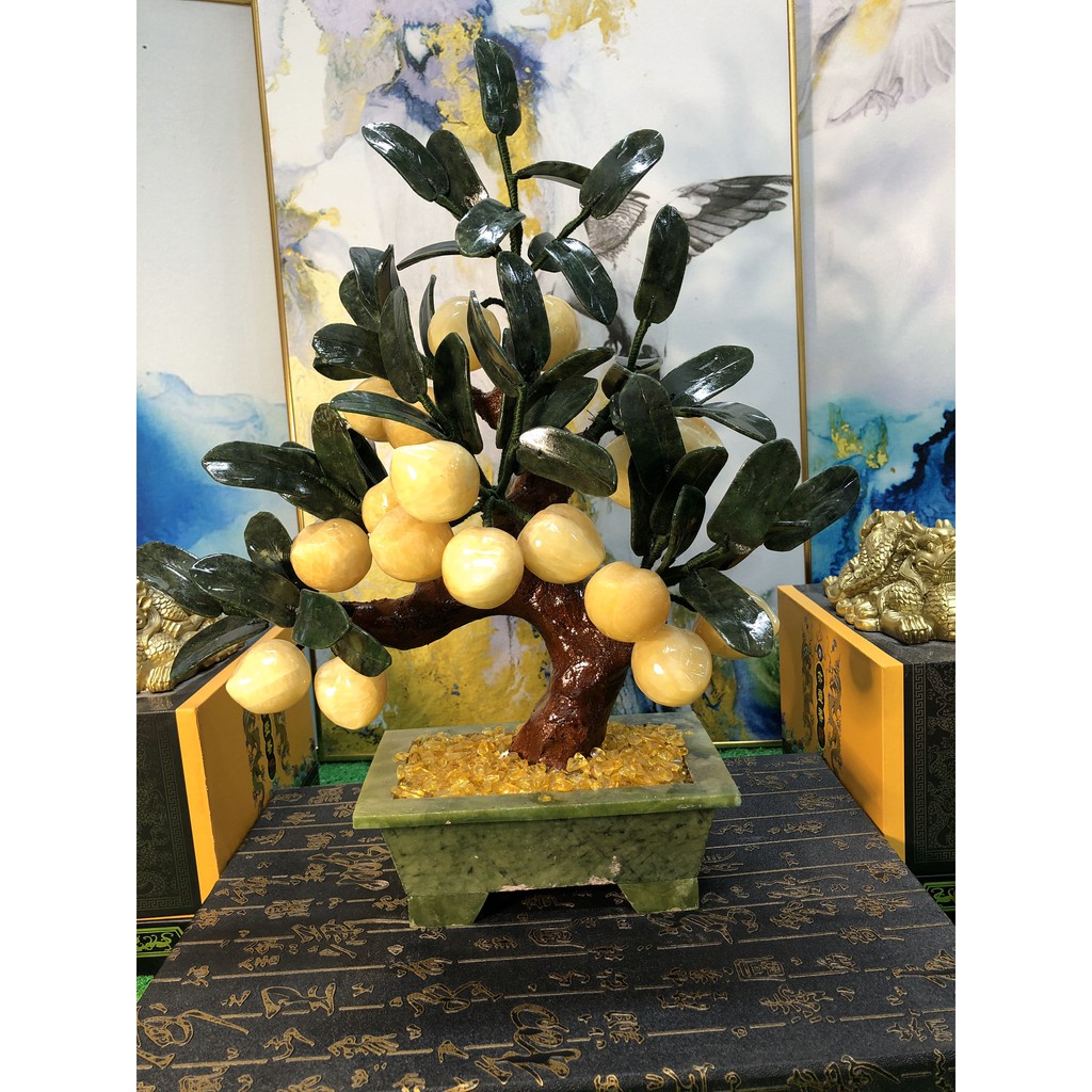 [Đá tự nhiên 100%]CÂY ĐÀO TIÊN ĐÁ VÀNG HOÀNG NGỌC