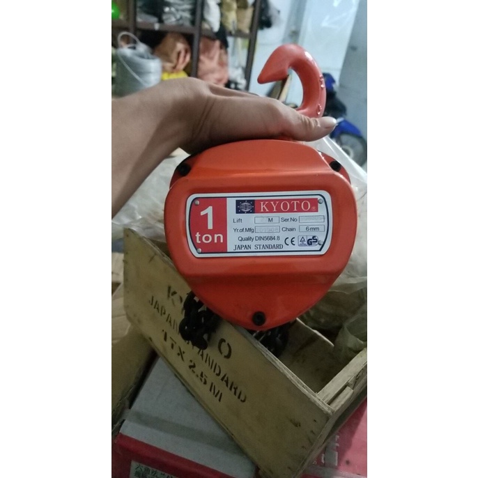 Pa lăng xích kéo tay Kyoto, Ba lăng xích kéo tay sản xuất theo tiêu chuẩn Japan 1 tấn xích tải 2.5 mét - LIENSONINDUSTRY